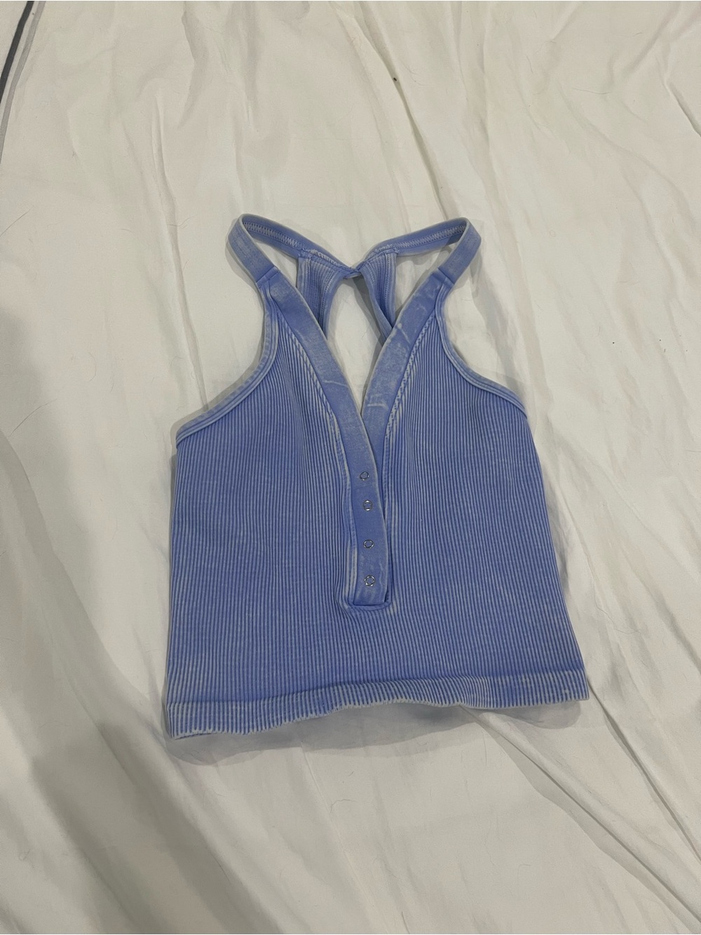 Free People Purple Ribbed Button-Front Crop Top